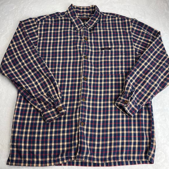 Polo Ralph Lauren Jeans Company Blue Red Plaid Button Down Shirt Men's SZ Medium - Picture 1 of 8